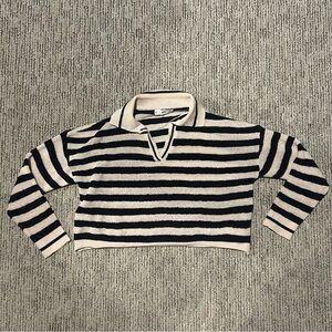 Mango Navy and Cream Striped Sweater